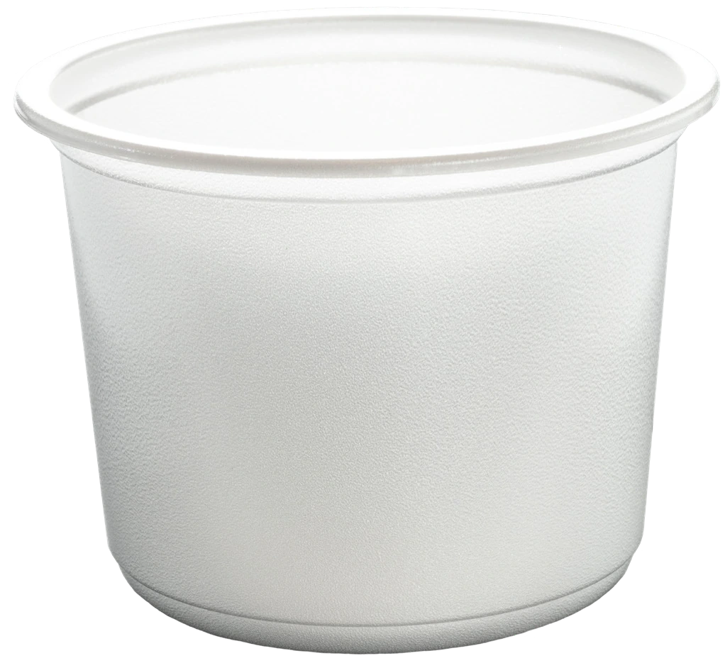 Biały pojemnik na zupę GBOX bowl z dopasowaną pokrywką.